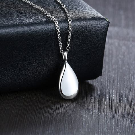 Teardrop Ashes Urn Pendant Womens Necklace Cremation Memorial Keepsake