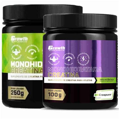 Creatina Monohidratada 250g Creatina 100g Creapure Growth Submarino