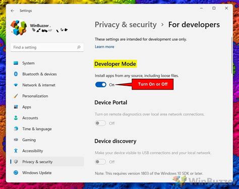 How To Turn On Or Off Developer Mode In Windows Winbuzzer