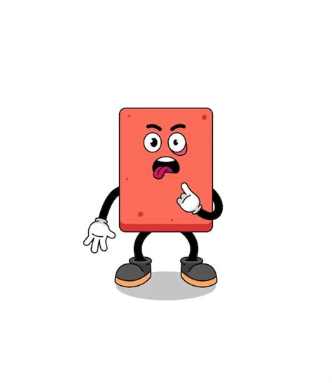 Ilustración de personaje de ladrillo con lengua fuera Vector Premium