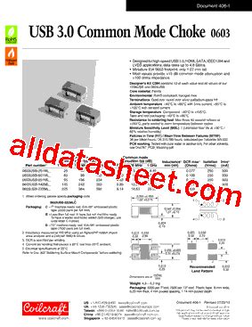 0603USB Datasheet(PDF) - Coilcraft lnc.