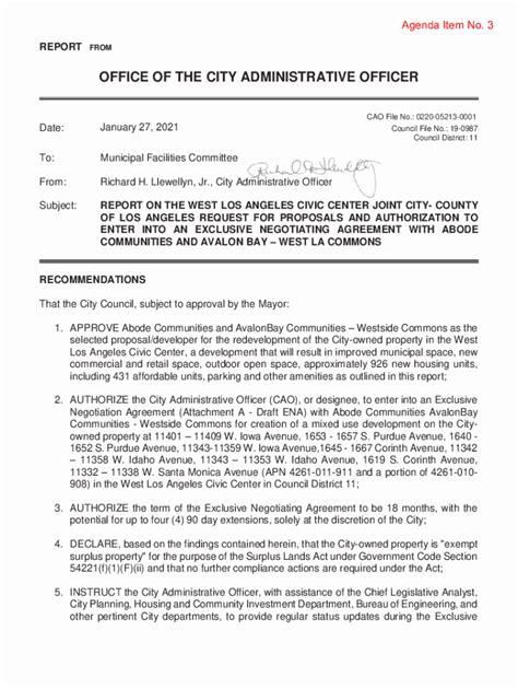 Fillable Online Cao Lacity 20210127 CAO WEST LOS ANGELES CIVIC CENTER