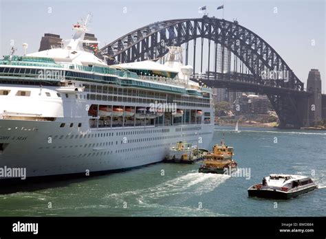 Cruise Ship Liner Rhapsody Of The Seas Moored In Sydney Harbour At