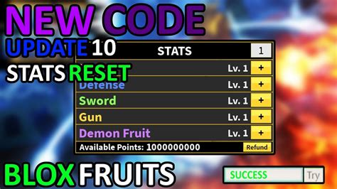 Blox Fruits Codes Update Reset Stats Danh S Ch M Code M I Nh T