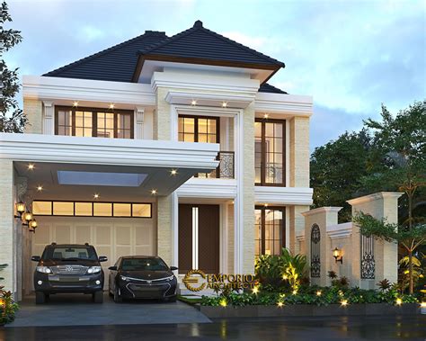 Desain Tampak Depan Tanpa Pagar Rumah Klasik Modern Lantai Ibu