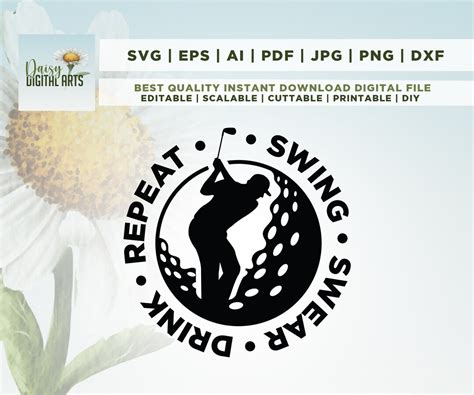 Swing Swear Drink Repeat Golf SVG Golf Svg Cut File Golf Etsy