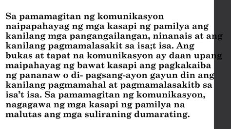 Ang Kahalagahan Ng Komunikasyon Sa Pagpapatatag Ng Pamilya Pptx