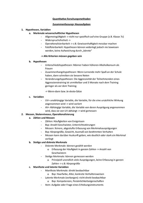 Quantitative Forschungsmethoden Zusammenfassung Quantitative