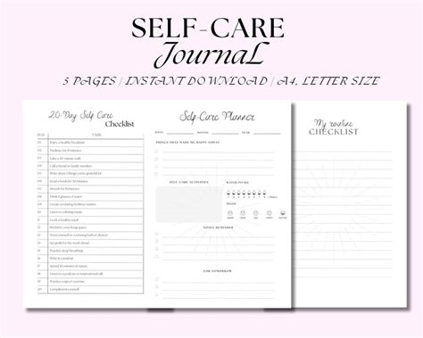 Self Care Checklist Printable Templateself Care Routine Etsy