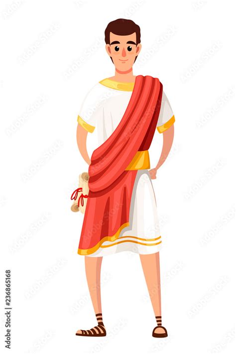 Roman Senator Or Citizen Cartoon Character Design SPQR Man With