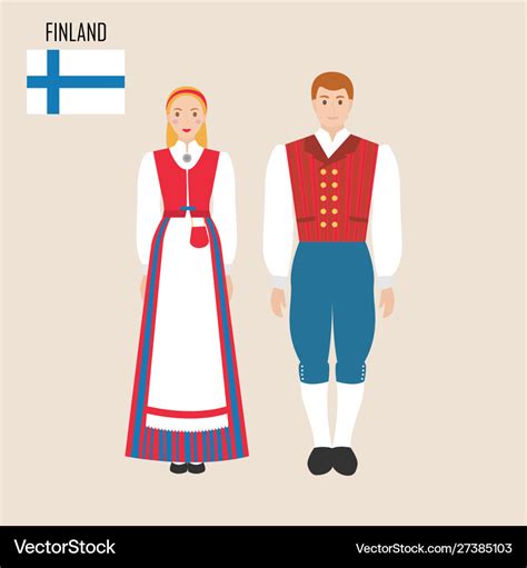 Finnish woman and man in traditional costume Vector Image