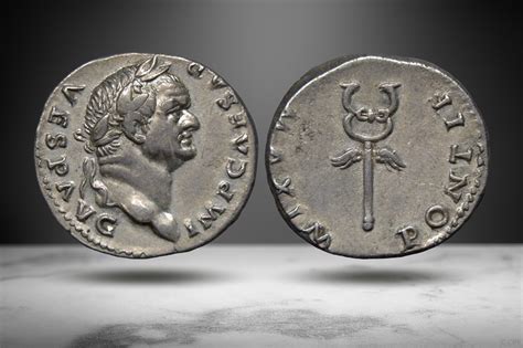 Vespasian Denarius PONTIF MAXIM Winged Caduceus RIC II