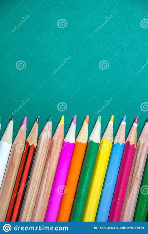 Colorful Pencils On Chalkboard Stock Image Image Of Colored