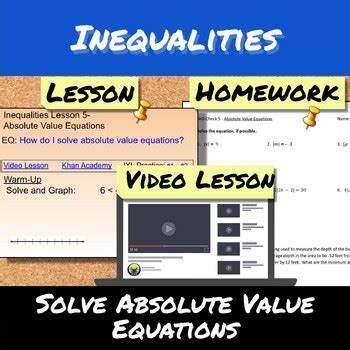 Inequalities-Lesson 5-Absolute Value Equations by Shawn Henry | TPT 