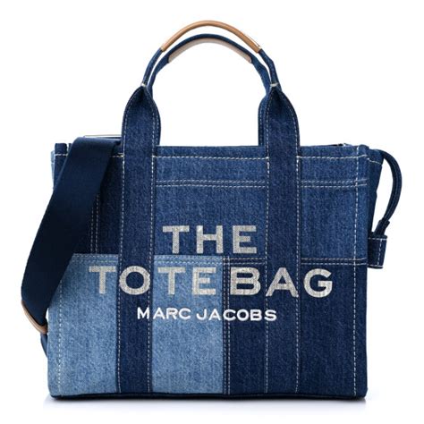 MARC JACOBS Denim Canvas Medium Tote Bag Blue 1351585 | FASHIONPHILE