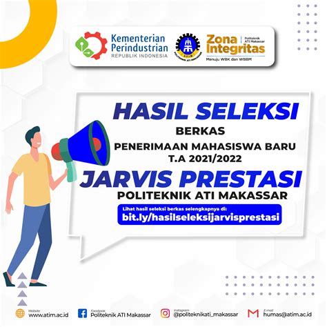 Pengumuman Hasil Seleksi Berkas Jarvis Prestasi Politeknik Ati Makassar Ta 20212022