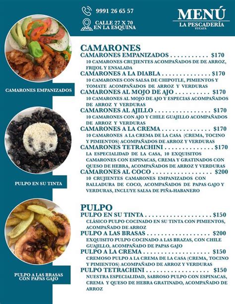 Menu At Restaurante La Pescader A Yucat N Progreso