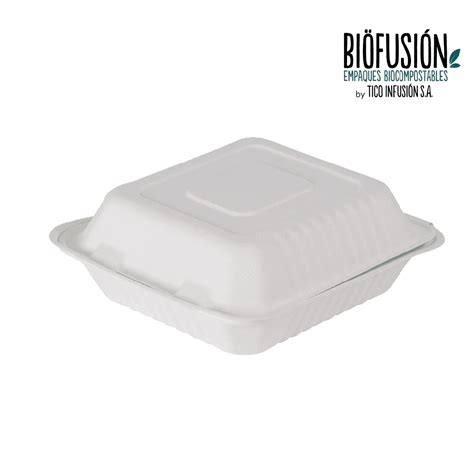 Bandeja 8x8 Sin División Blanco Bagazo De Caña 200unid Biofusióncr