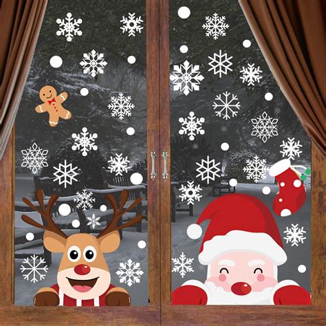 Christmas Window Clings 56pcs Hilopack Indoor Christmas Window Decorations For Glass Windows