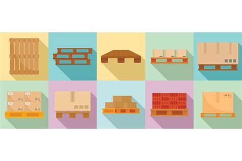 Pallet Icons Set Flat Style Graphic By Anatolir56 · Creative Fabrica