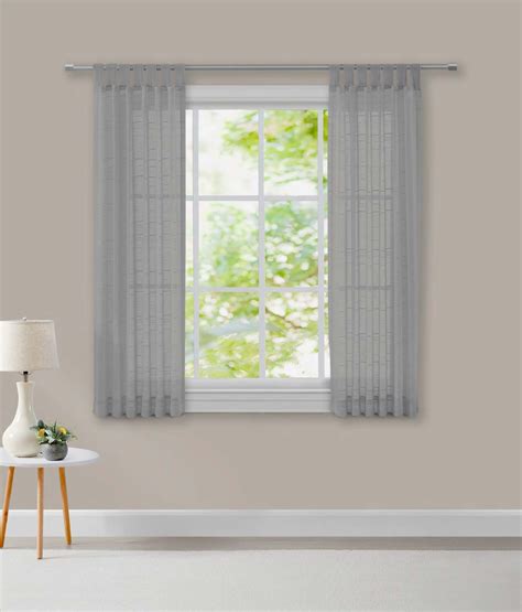 Mainstays Woven Sheer Stripe Tab Top Single Curtain Panel Grey 50 X