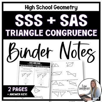 SSS And SAS Triangle Congruence Binder Notes For Geometry By Lisa