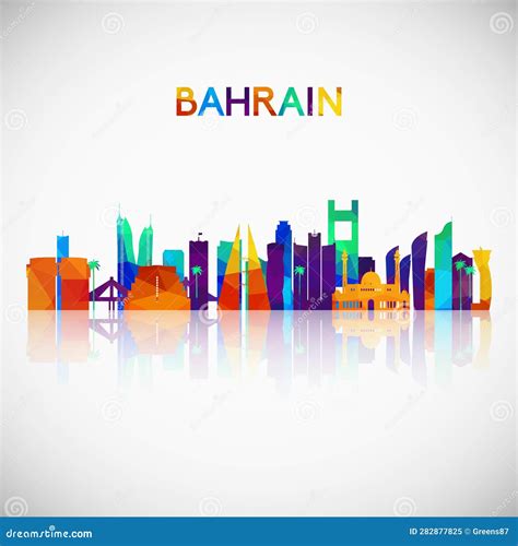 Bahrain Skyline Silhouette In Colorful Geometric Style Stock Vector