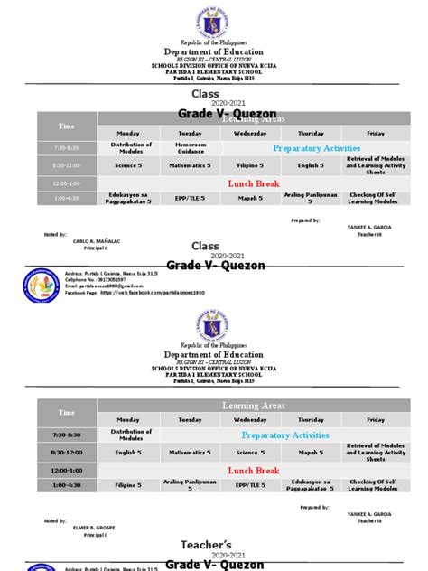 Class Program Grade 5 Pdf