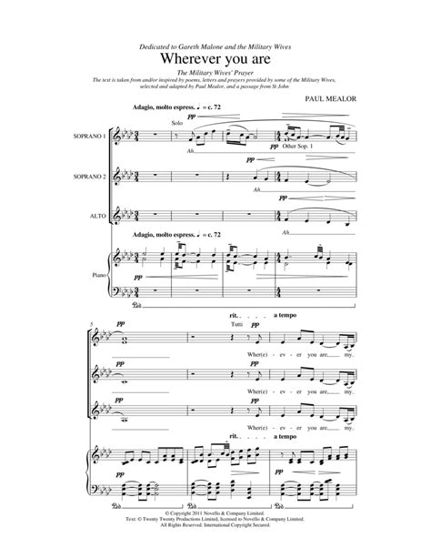 Wherever You Are By Paul Mealor Ssa Digital Sheet Music Sheet