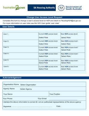 Fillable Online H H Change User Access Level Request Form H H Change