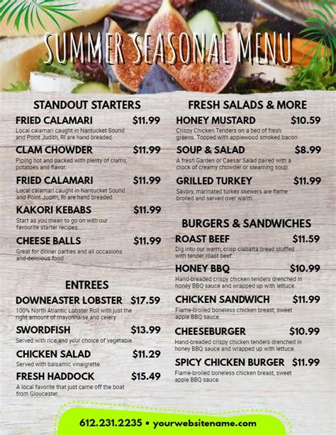 Summer Seasonal Bar Menu Design Template Menu Design Template Menu