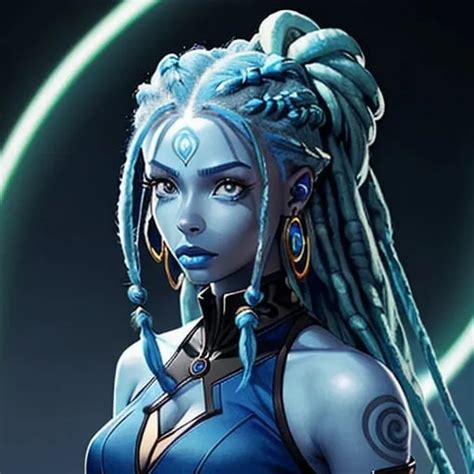 A Beautiful Young Woman Stunning Alien Blue Skin