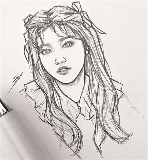 Pin By 유아 On Drawing Kpop Drawings Line Art Drawings Fan Art Drawing