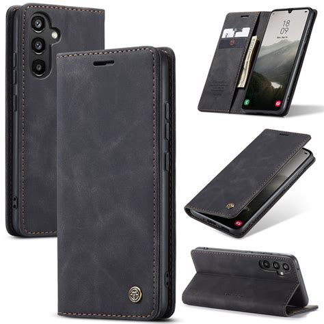 Caseme Samsung Galaxy A34 5g Wallet Suede Leather Case Black