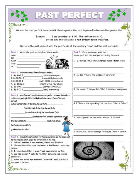 Past Perfect Worksheet English Writing Skills Past Perfect Tense