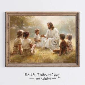 Jesus Christ Teaching the Children, Savior Christian Wall Art Religious ...