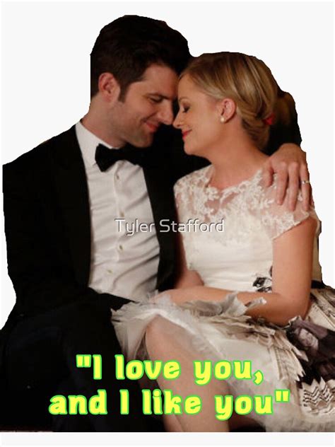 "Parks & Rec - Leslie & Ben "I Love You, and I Like You."" Sticker for ...