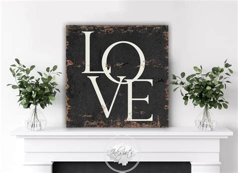 Vintage Love Sign Modern Farmhouse Decor Rustic Wedding Sign