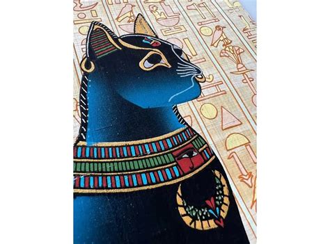 Bastet Papyrus Egypt Cat Wall Art Ancient Black Cat Goddess Bast P