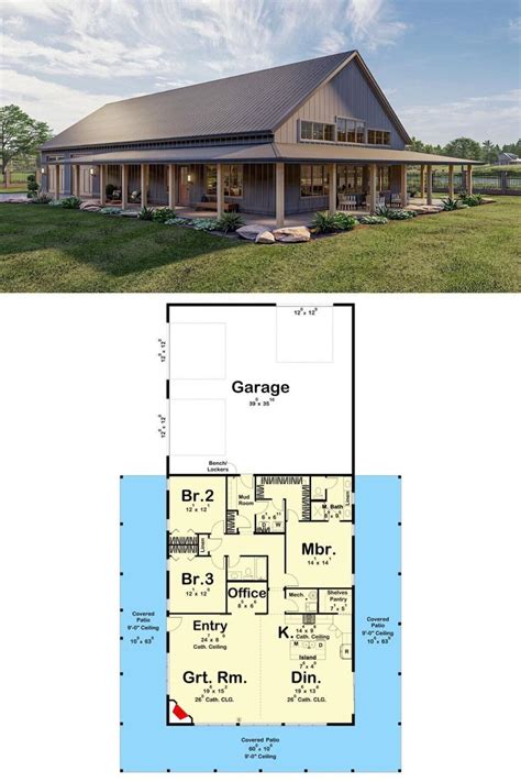 This Single Story Barndominium Features A Simple Yet Efficient Floor Plan With An Oversized 3