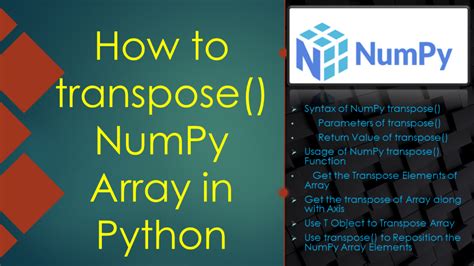 How To Transpose Numpy Array In Python Spark By {examples}