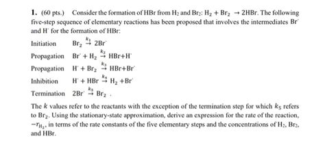 Solved Pts Consider The Formation Of Hbr From H Chegg