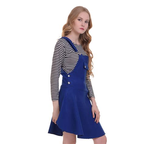 Buy Buynewtrend Cotton Lycra Royal Blue Dungaree Skirt With Top For Women Online ₹509 From