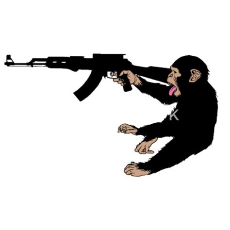 monkey holding a gun Men’s Premium T-Shirt | Spreadshirt