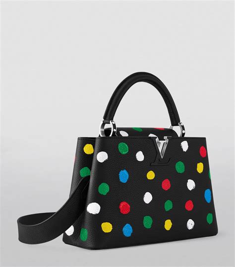 Womens Louis Vuitton Black X Yayoi Kusama Infinity Dots Capucines MM