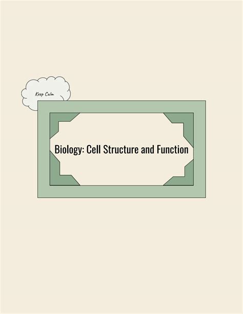 SOLUTION: Biology cell structure and function - Studypool