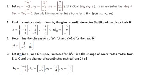 Solved 3 Let V1 3 V2 4 And H Span {v1 V2 V3 } It