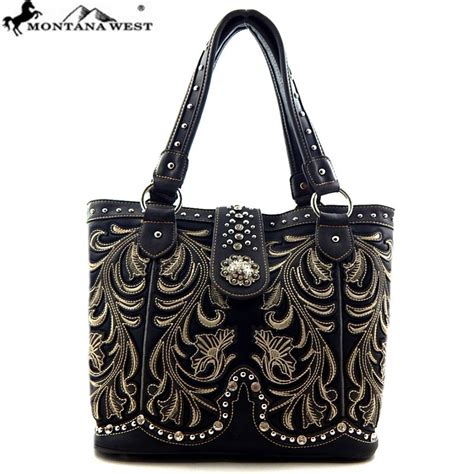 [3 COLORS]MONTANA WEST Concealed Carry Western Rhinestone Concho Tote ...