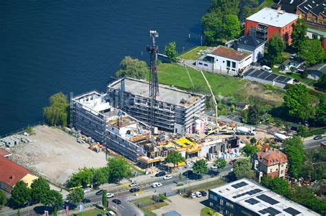 Luftaufnahme Berlin Baustelle Zum Neubau Eines Wohnhauses Am Ufer Des