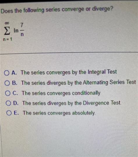 Solved Does The Following Series Converge Absolutely Chegg